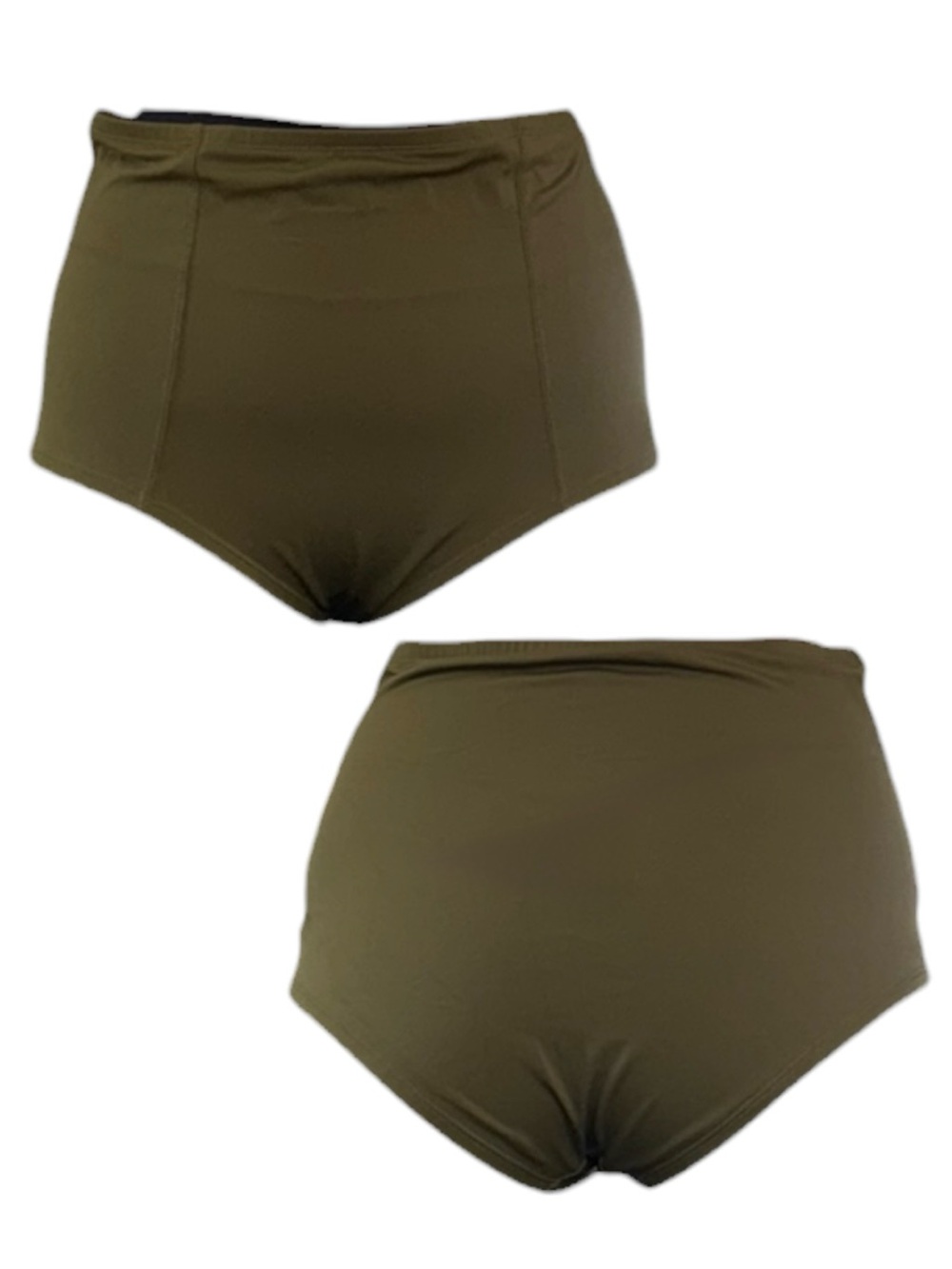High-Waist Olive Green Swim Bottoms